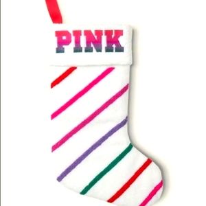 PINK Sherpa Rainbow HOLIDAY STOCKING